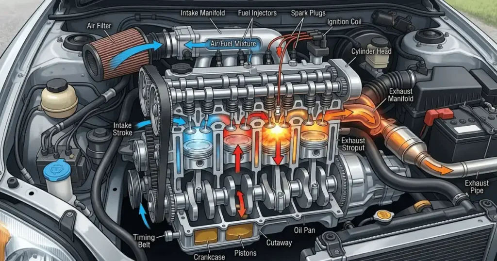 actual working process of a car engine (1)