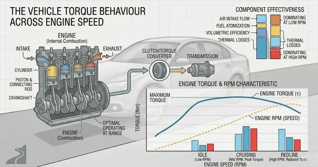 torque behaviour ac ross engi ne speed
