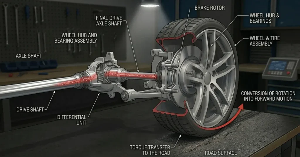 torque at t he wheel s convert ing rotation into motion